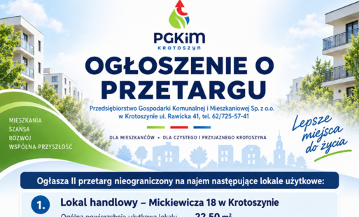 Zdjęcie do OGŁOSZENIE  O  PRZETARGU Krotoszyn ul. Mickiewicza 18