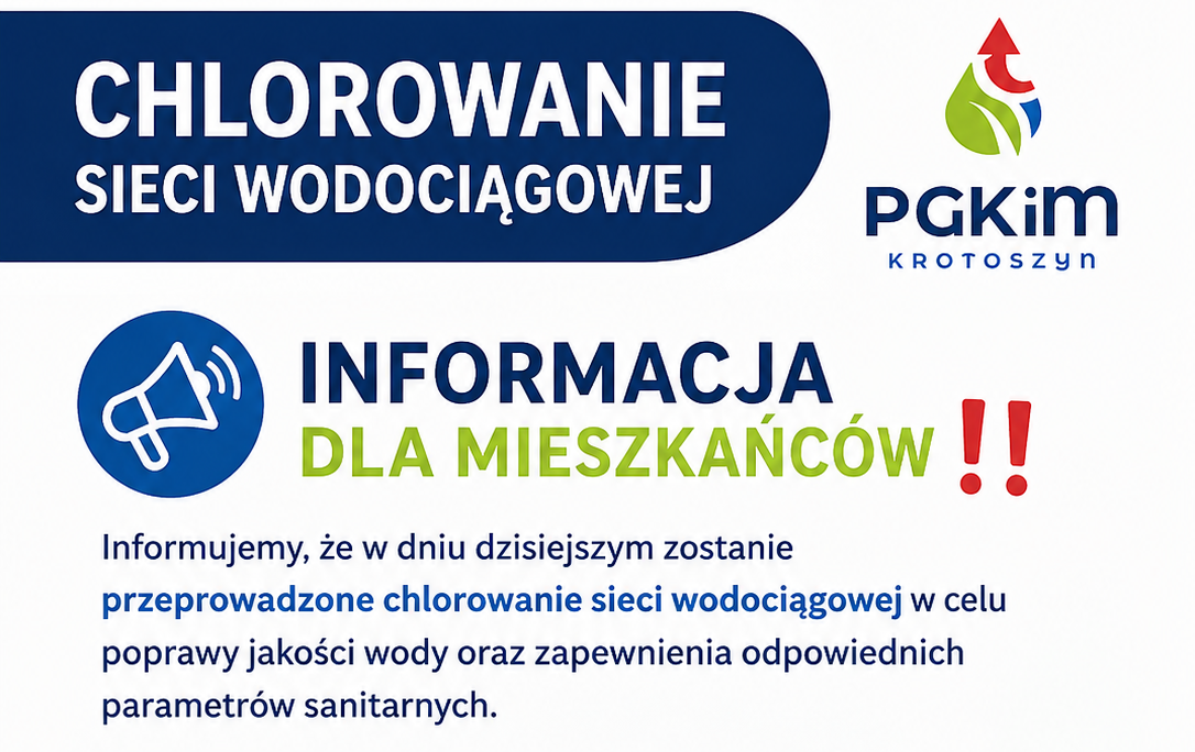 Chlorowanie sieci wodociągowej- Informacja dla mieszkańców - 12.10.2026r.